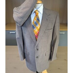 Kingsridge USA Made 2 Piece Suit Sz 42R Pants 38 x 29 Brown Plaid Wool‎ Vintage